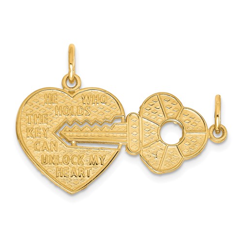 10K Yellow Gold HE Who Holds the Key. Heart and Key 2-Piece Break-apart Charm