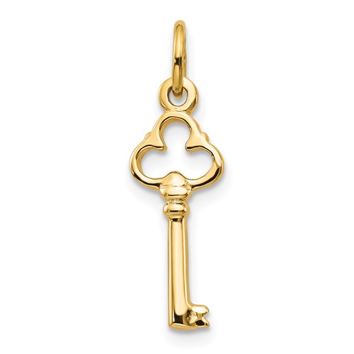 10K Yellow Gold Solid Key Charm