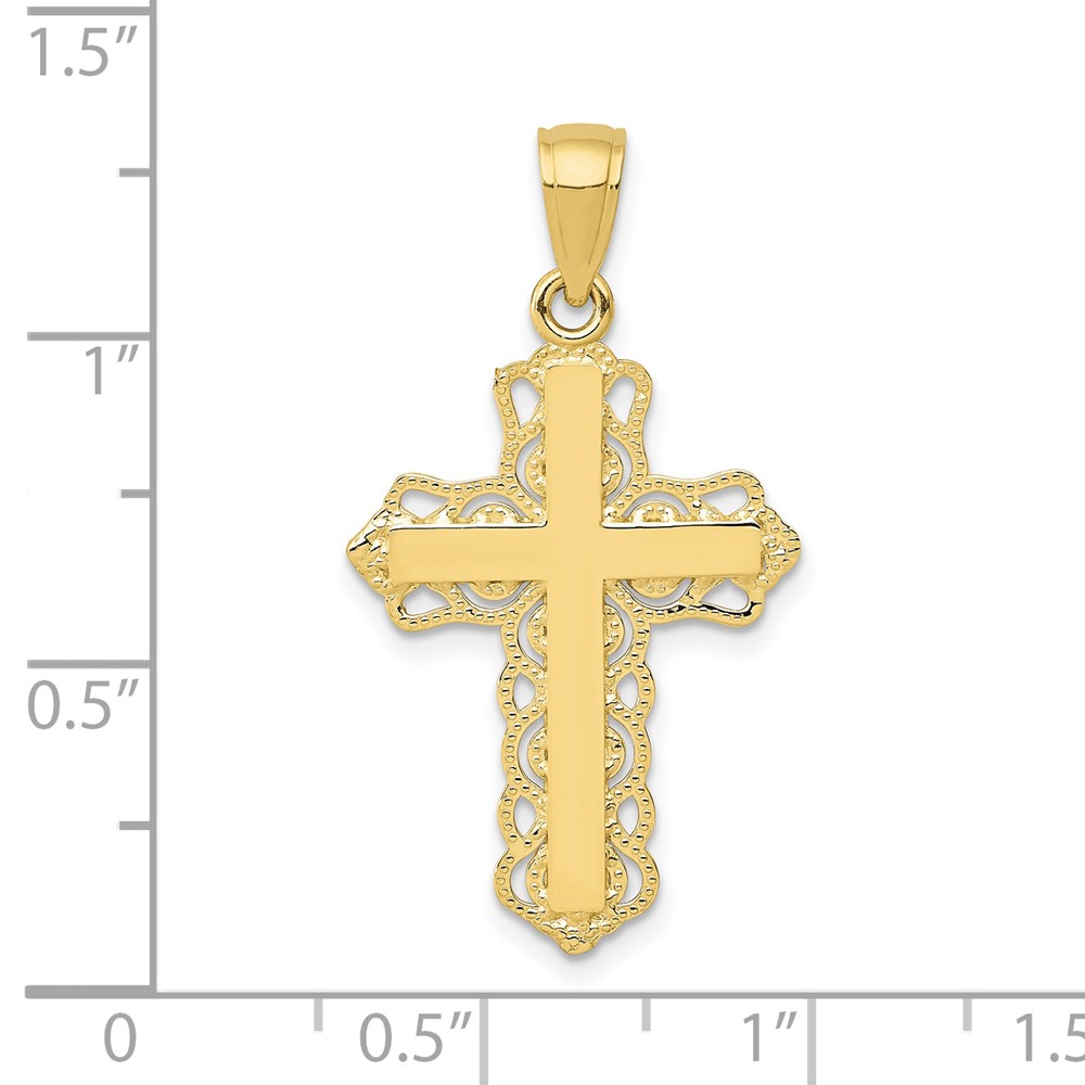 10K Lace Trim Cross Pendant (10C4184)