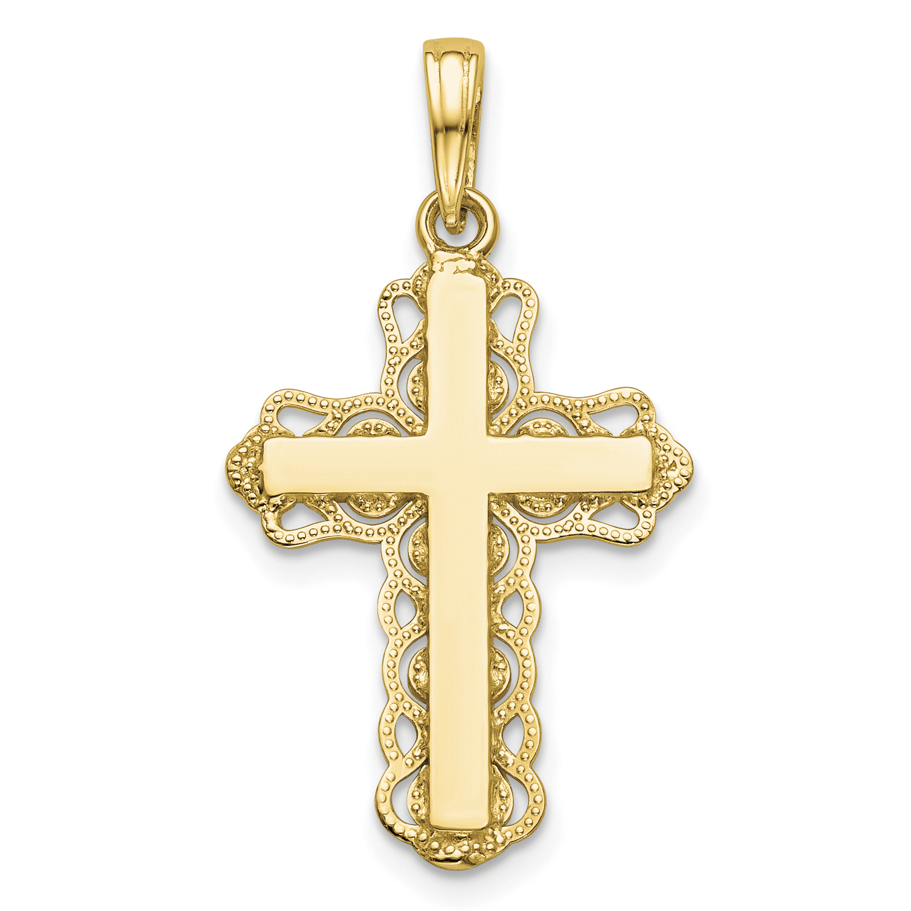 10K Lace Trim Cross Pendant (10C4184)