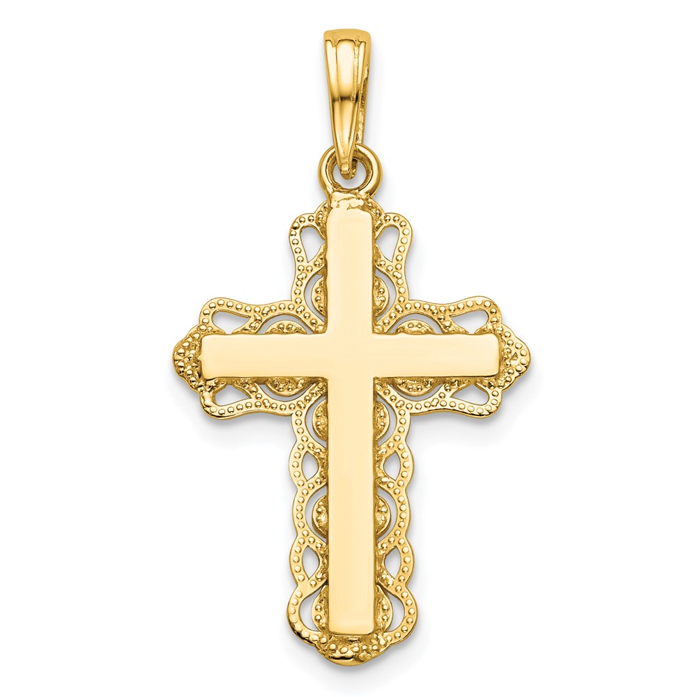 10K Lace Trim Cross Pendant (10C4184)
