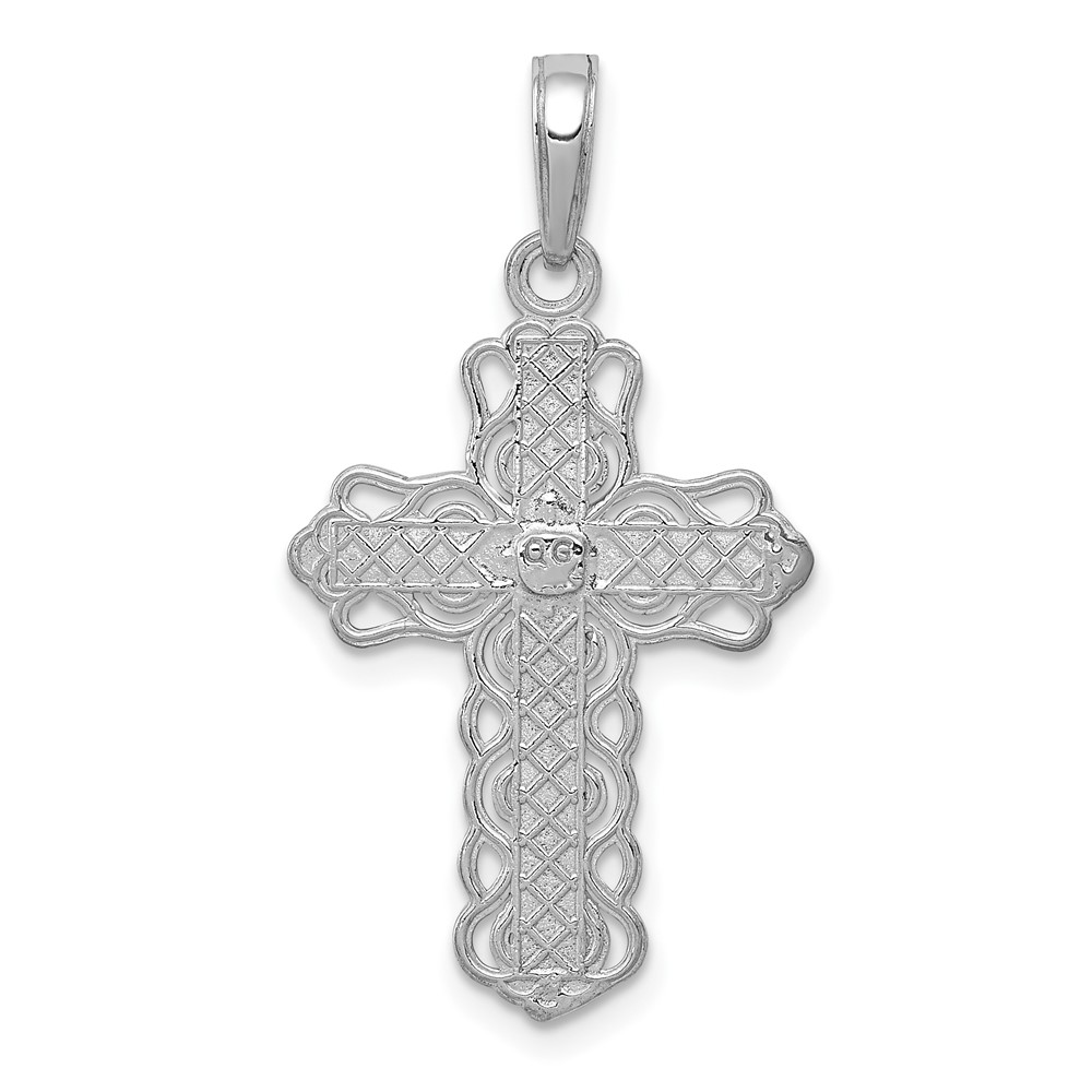 10k White Gold Lace Trim Cross Pendant (10C4184W)
