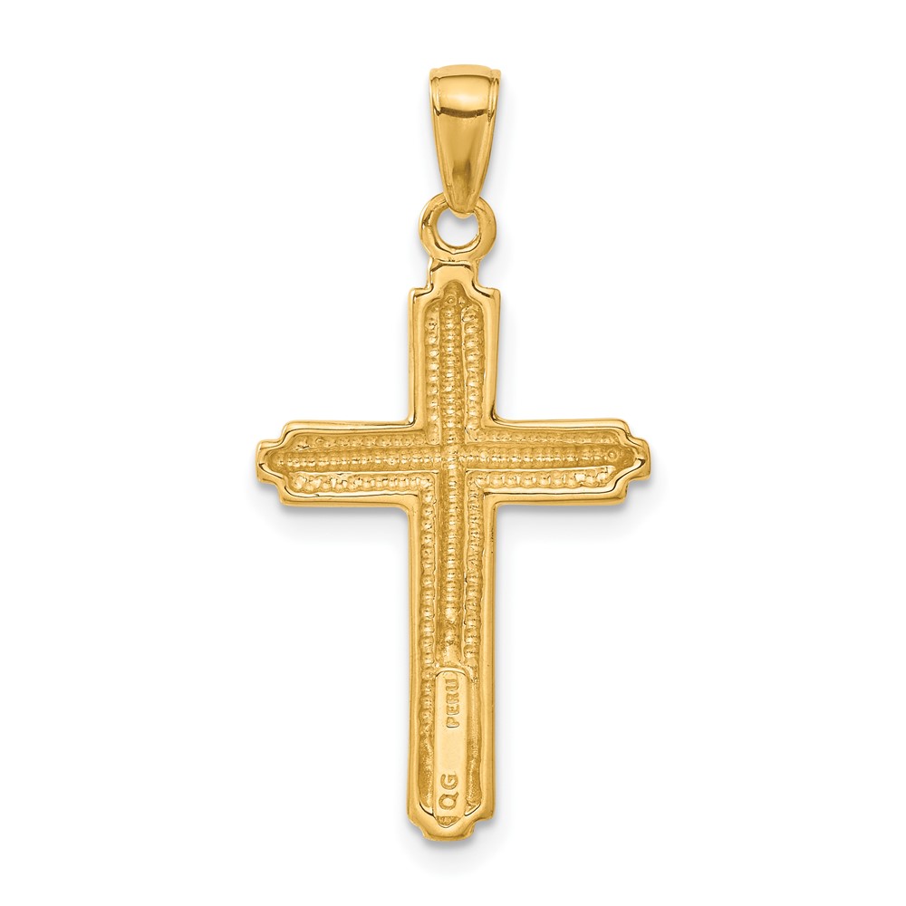 10K Cross with Striped Border Pendant (10C4203)