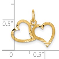 10K Yellow Gold Diamond-cut Double Heart Charm view 3
