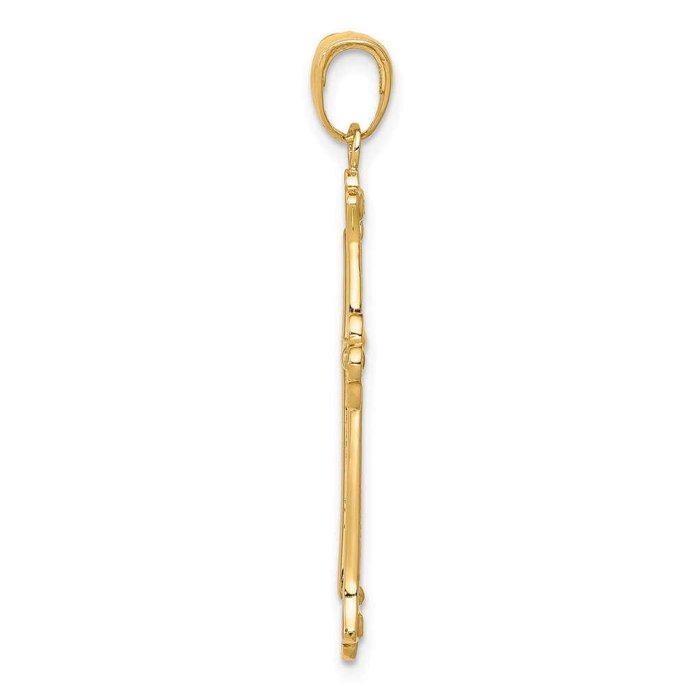 10K Two-tone Cross in Budded Yellow Cross Frame Pendant (10C4280)