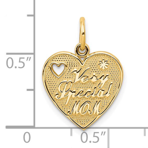 10K VERY SPECIAL MOM Heart Charm