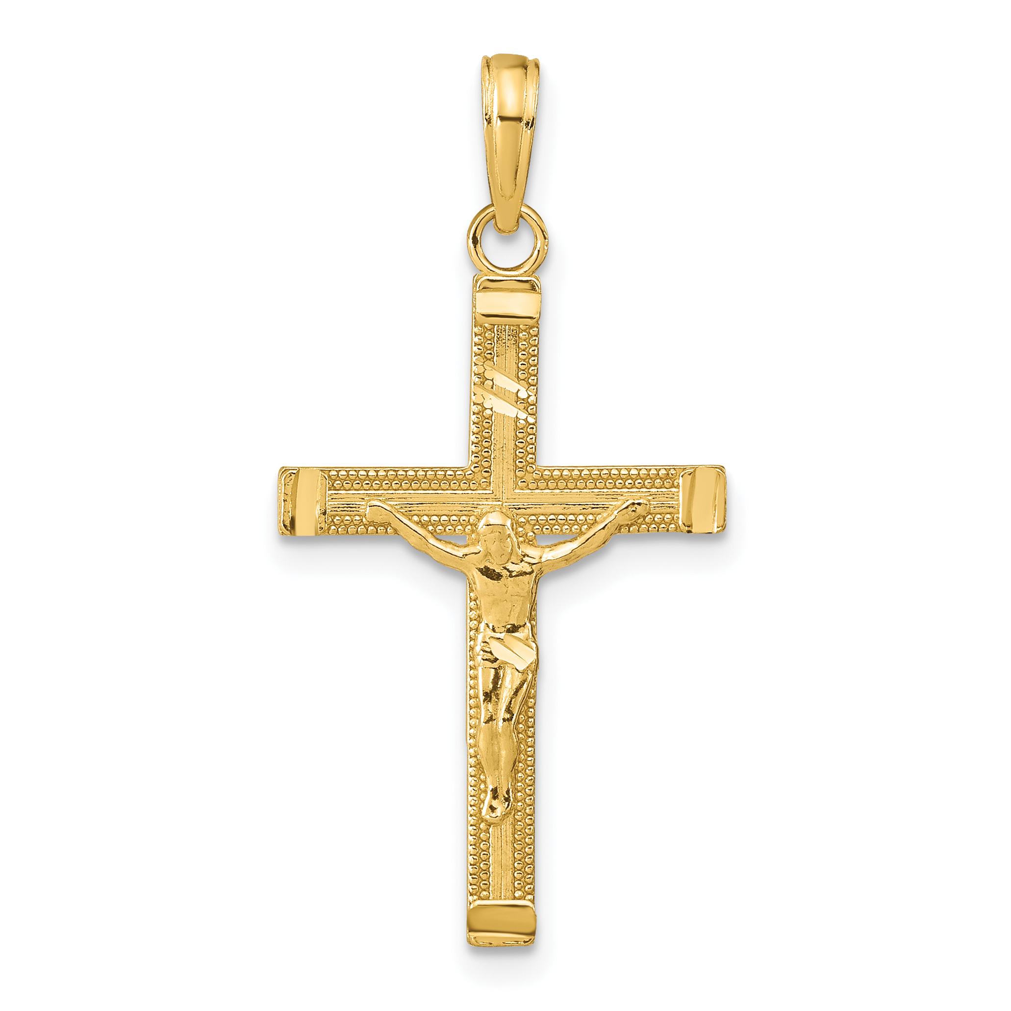 10K Diamond-cut Fancy Tipped Crucifix Pendant (10C4350)