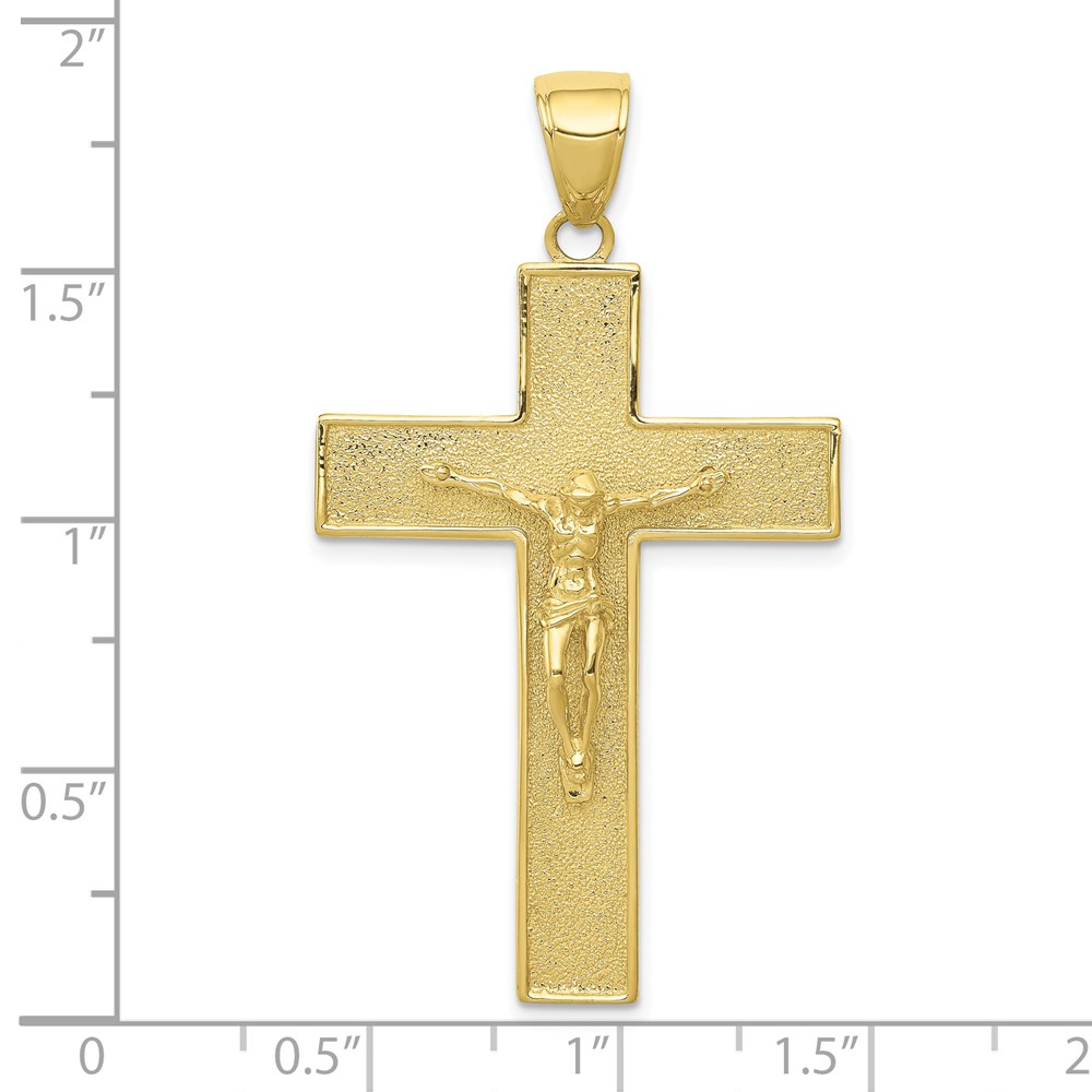 10K Textured Crucifix Latin Cross Pendant (10C4353)
