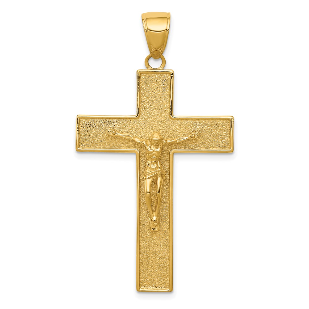 10K Textured Crucifix Latin Cross Pendant (10C4353)