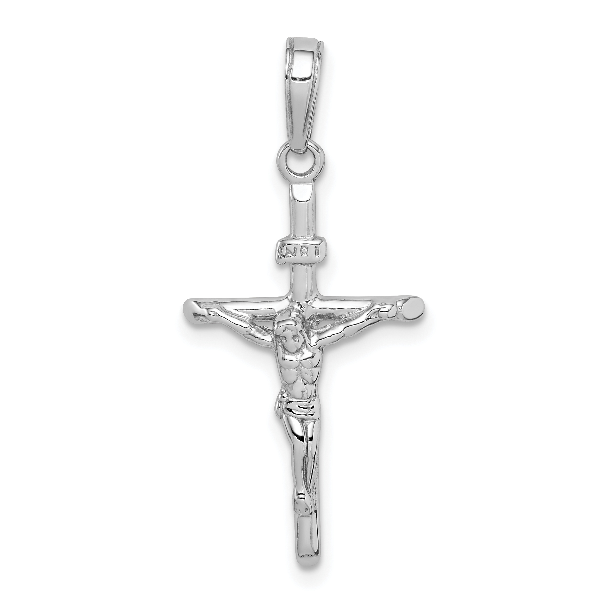 10K White Gold Stick Style Crucifix Pendant (10C4355W)