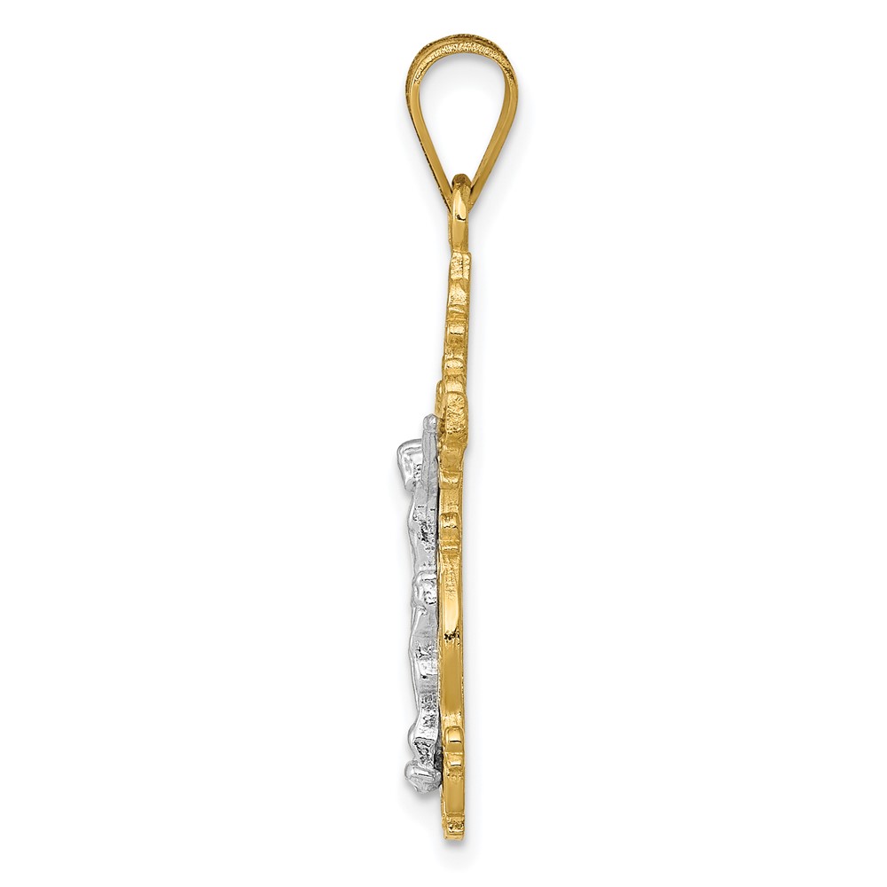 10K Two-tone Small Narrow Cross w/Crucifix Pendant (10C4395)