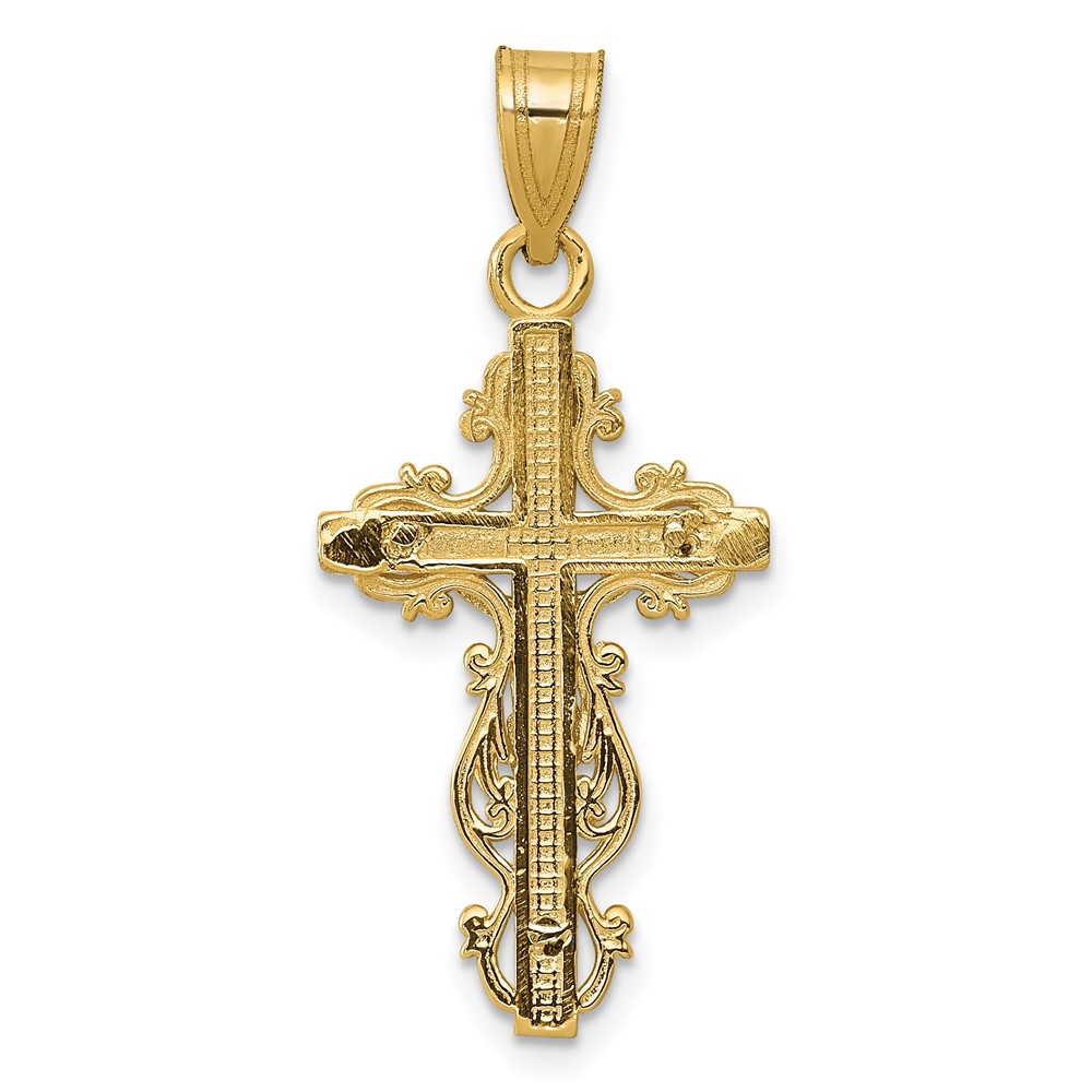10K Two-tone Small Narrow Cross w/Crucifix Pendant (10C4395)