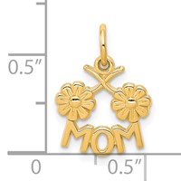 10K Yellow Gold Mom Charm with Flowers view 3