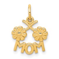 10K Yellow Gold Mom Charm with Flowers view 1