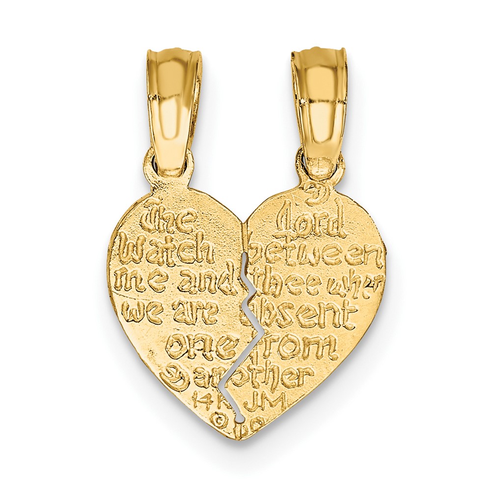 10K Reversible Break apart Mizpah Heart Pendant (10C4456)
