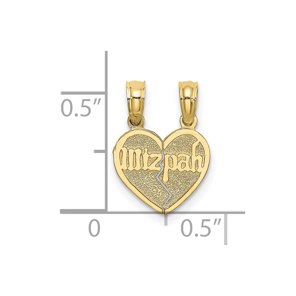 10K Reversible Break apart Mizpah Heart Pendant (10C4456)