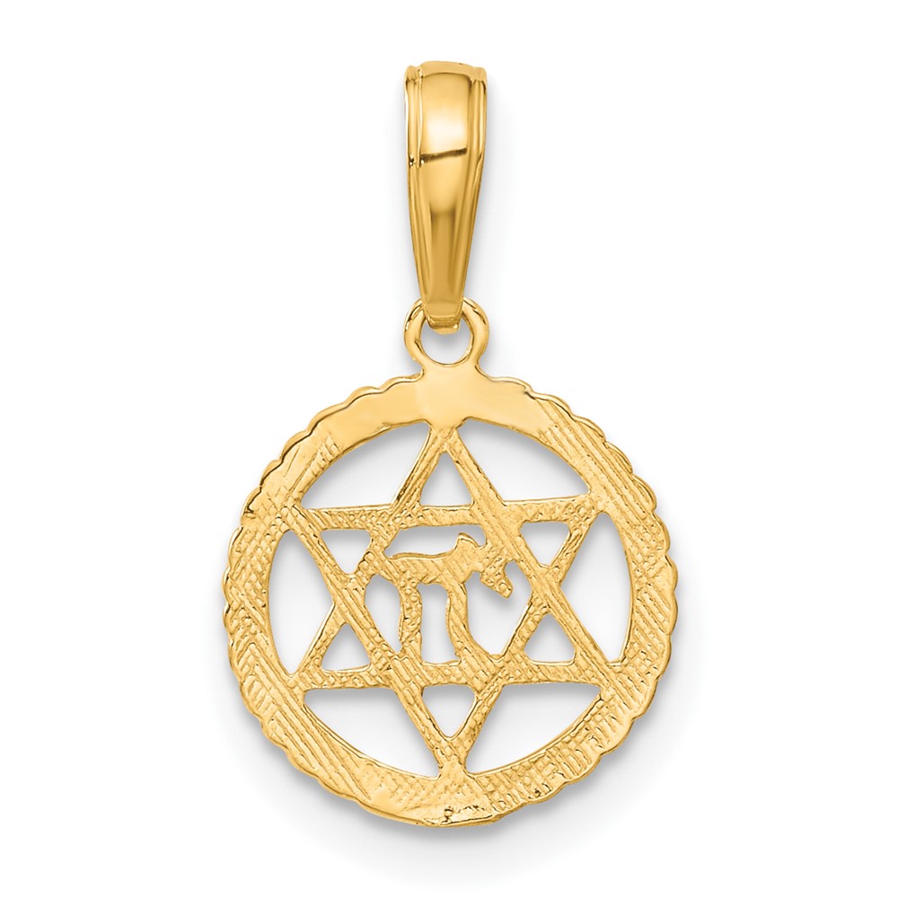 10K Star Of David And Chai In Circle Pendant (10C4459)
