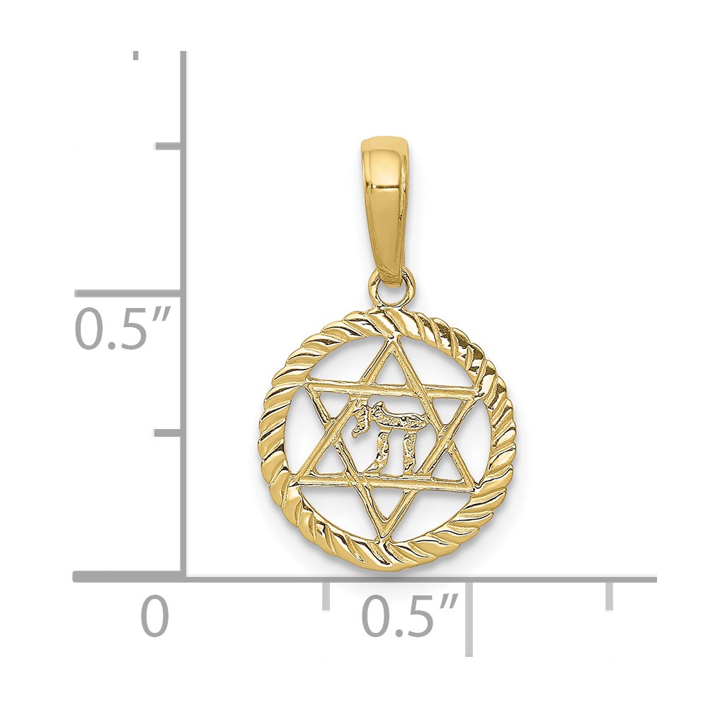 10K Star Of David And Chai In Circle Pendant (10C4459)
