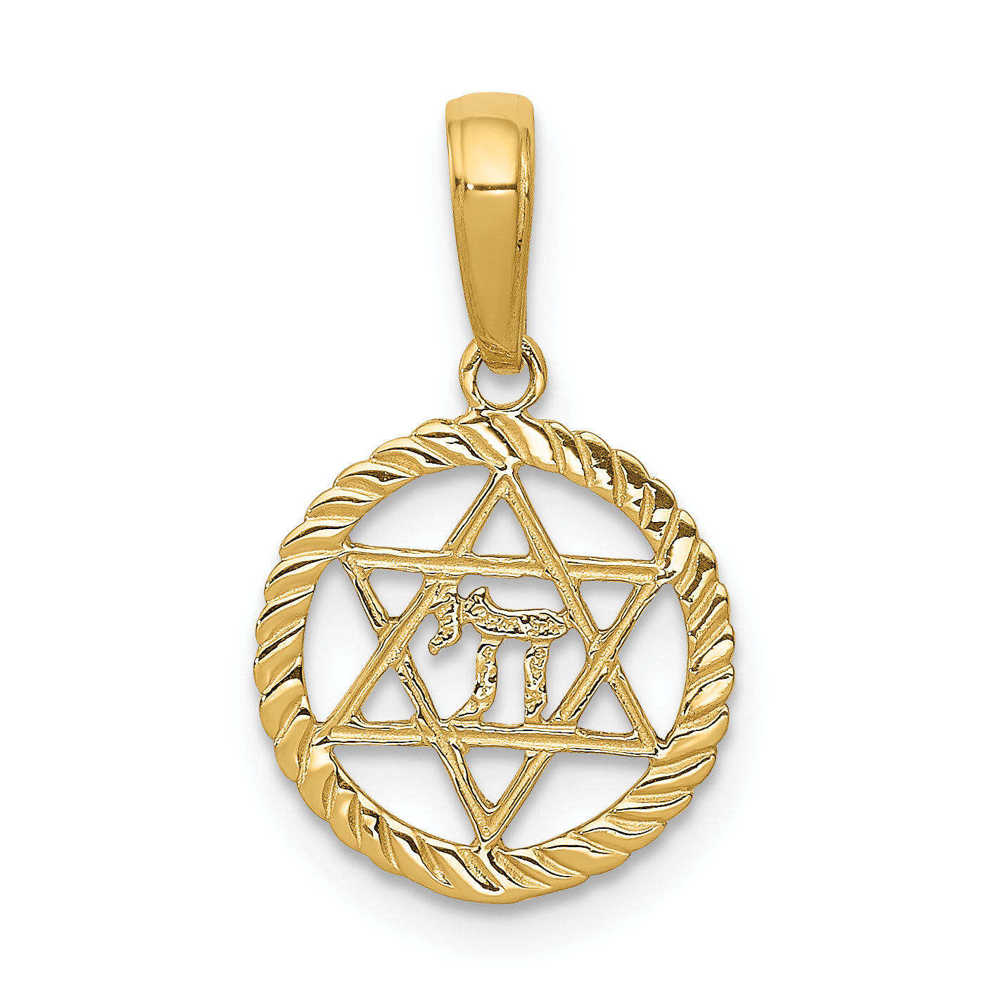 10K Star Of David And Chai In Circle Pendant (10C4459)