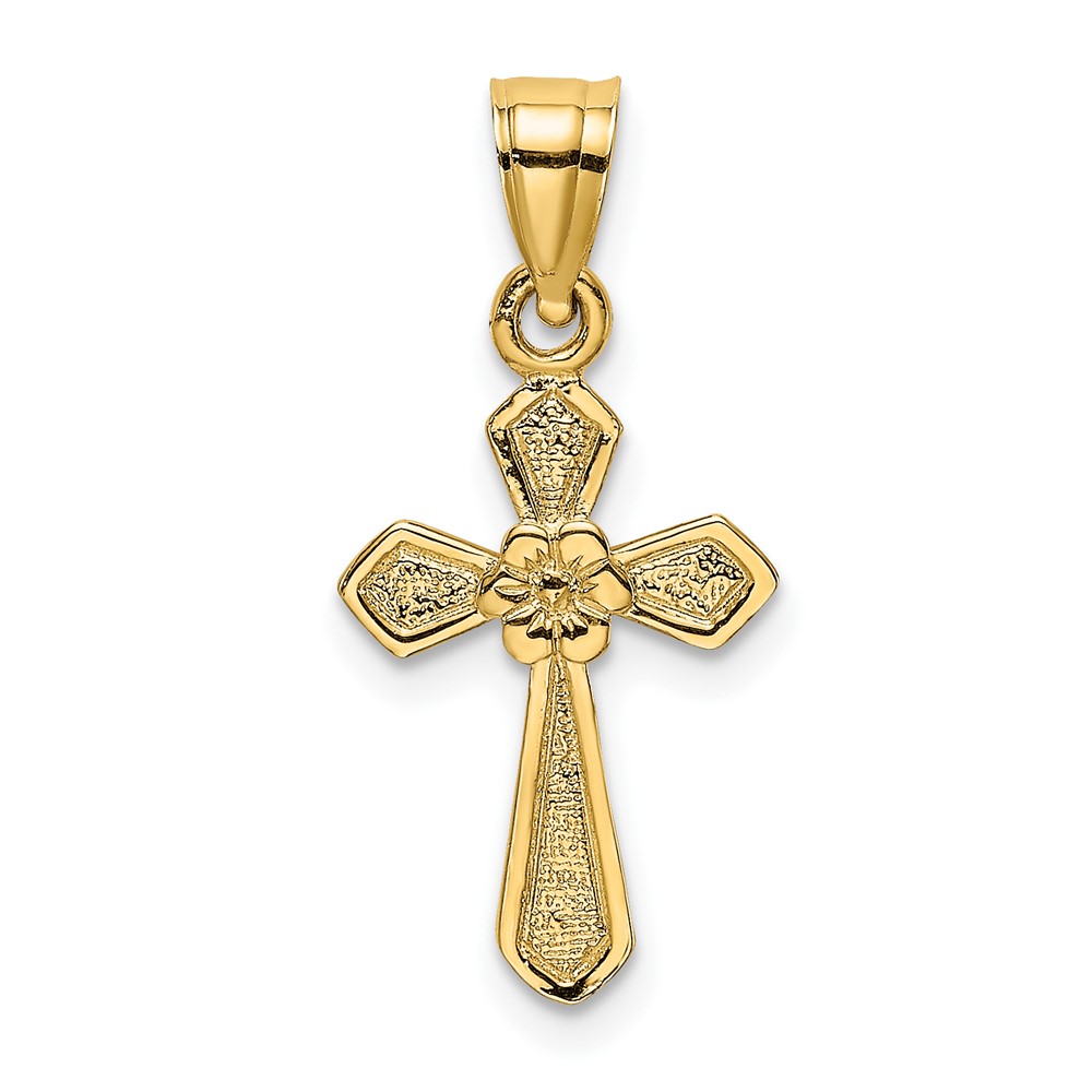 10K Small Cross w/Flower Charm (10C4470)