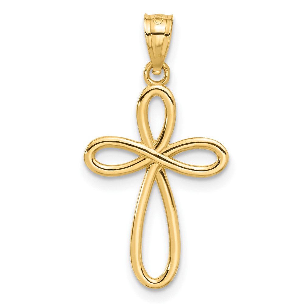 10k Yellow Gold Ribbon Cross Pendant (10C4508)