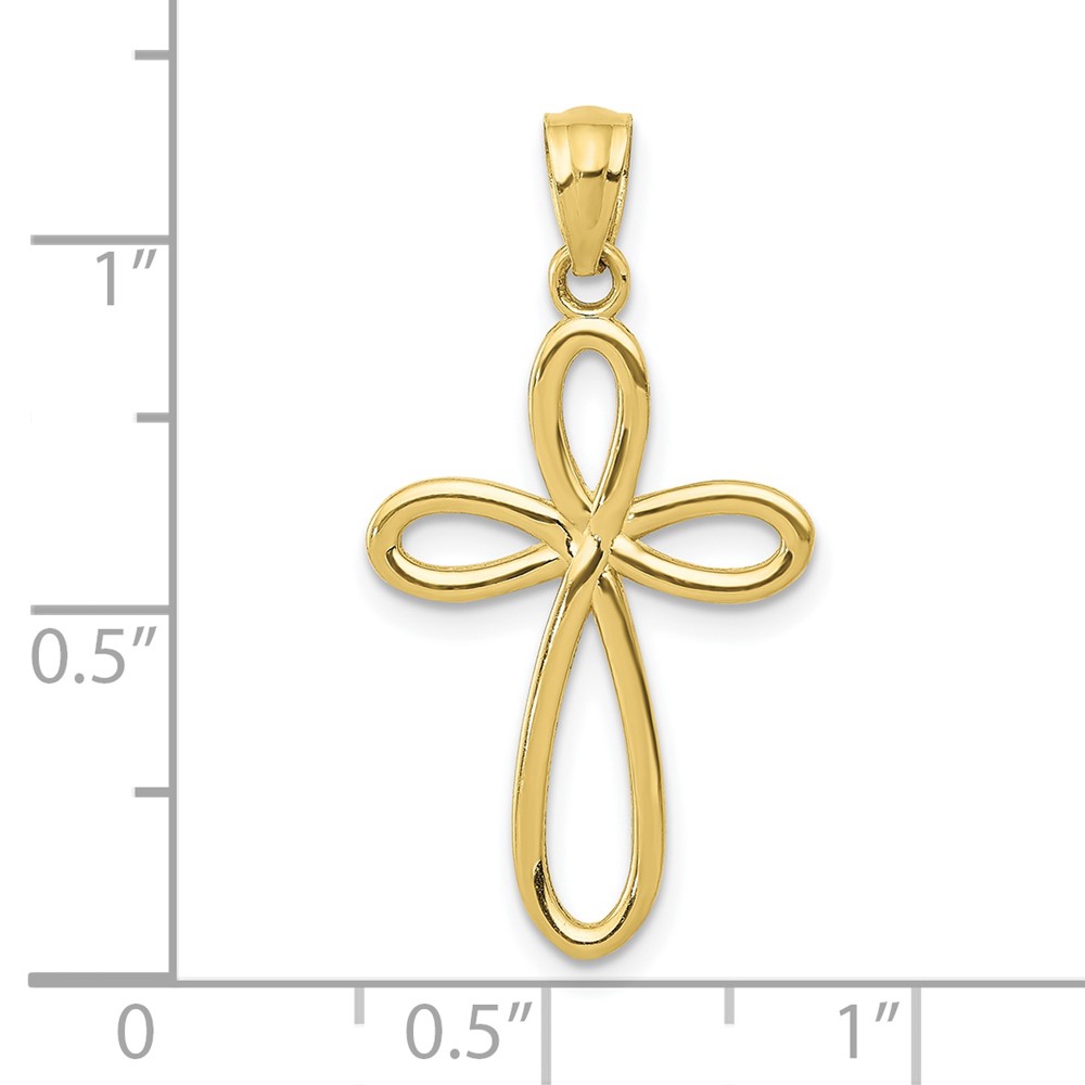 10k Yellow Gold Ribbon Cross Pendant (10C4508)