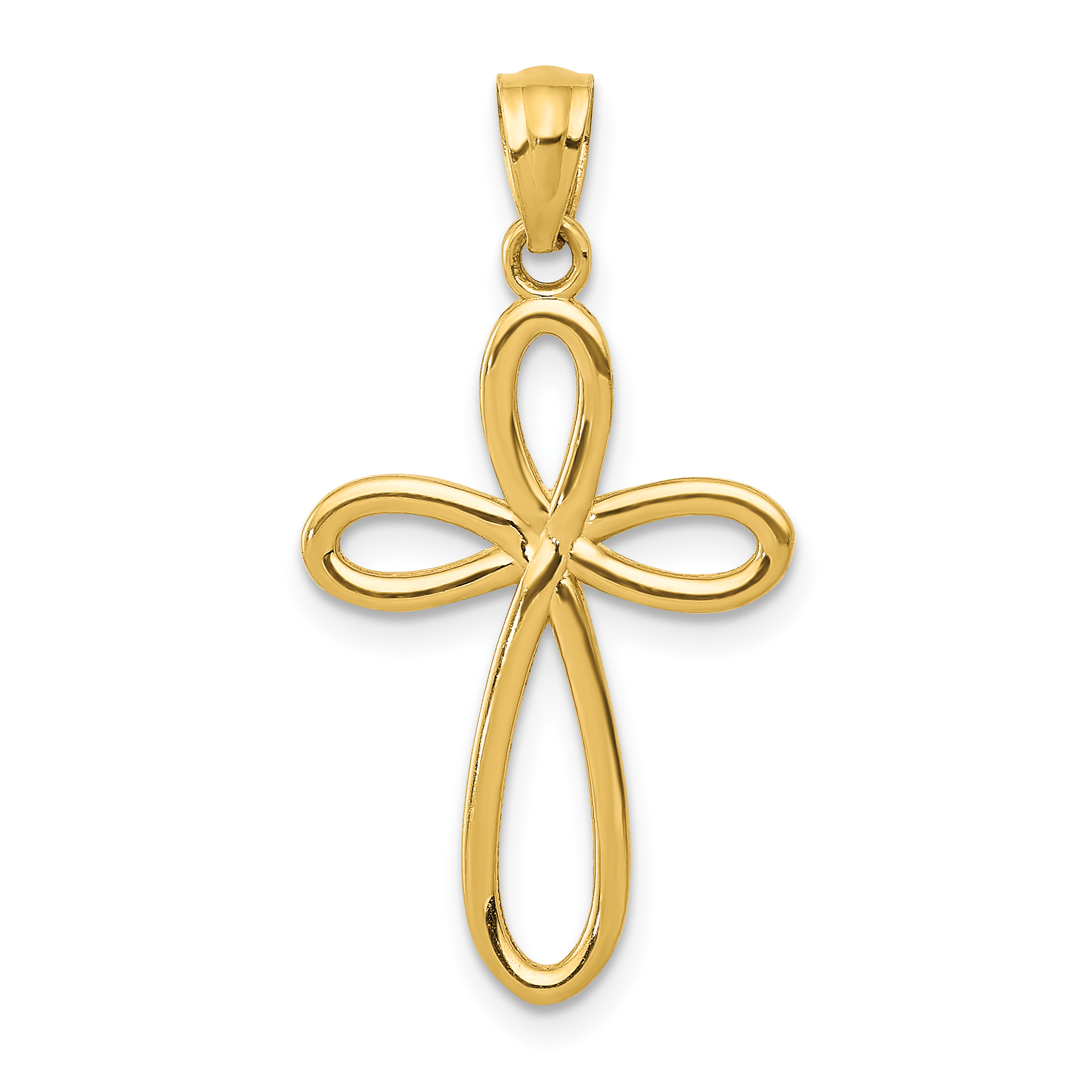 10k Yellow Gold Ribbon Cross Pendant (10C4508)