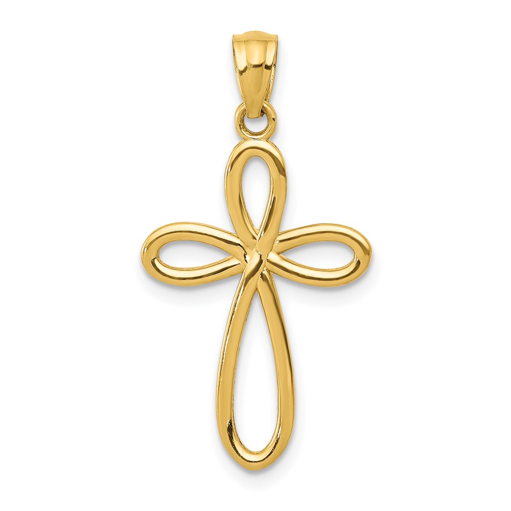 10k Yellow Gold Ribbon Cross Pendant (10C4508)
