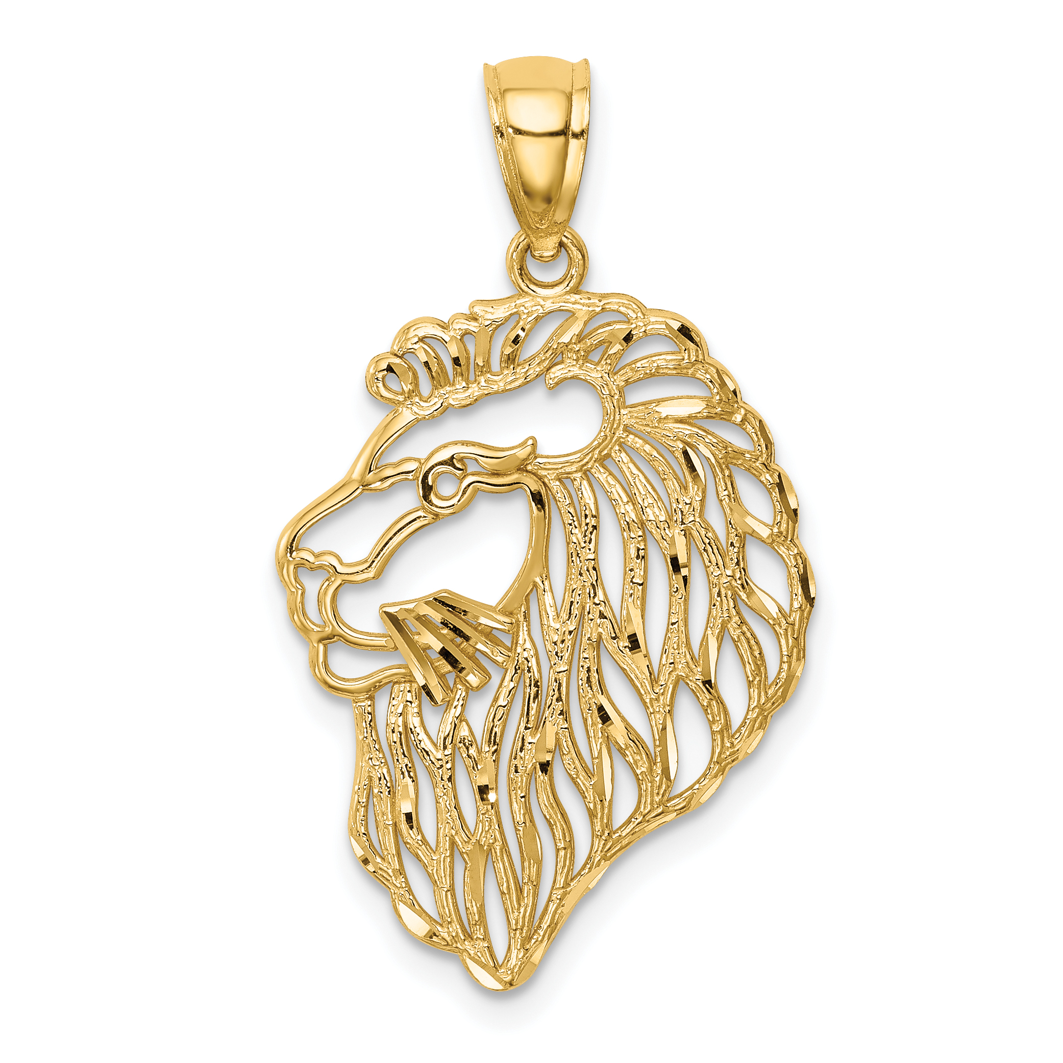 10K Diamond-Cut Lion Profile Pendant (10C4581)