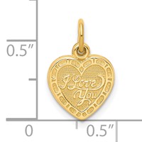 10K Yellow Gold I Love You Heart Charm view 3