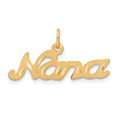 10K Satin Diamond-cut Nana Charm