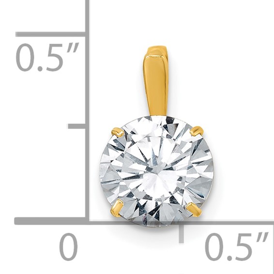 10k Polished 8.00mm Round CZ Solitaire Pendant
