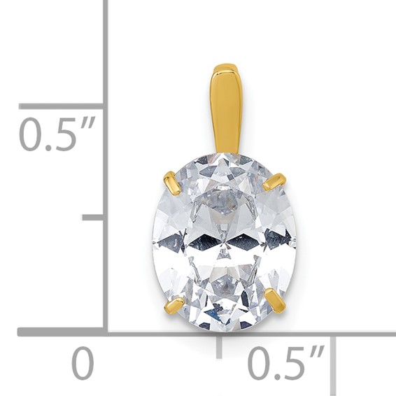 10k Polished 8.00 x 10.00mm White Oval CZ Pendant
