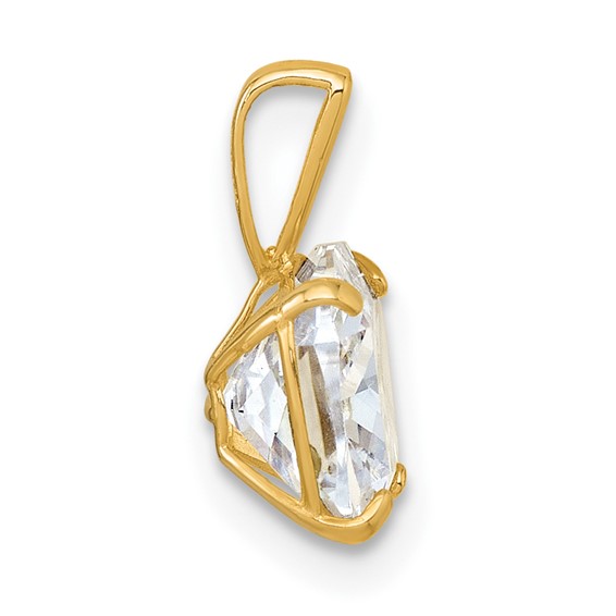 10k Polished 8.00mm Cushion-cut CZ Solitaire Pendant