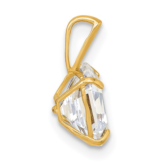 10k Polished 8.00mm Modified Square-cut CZ Pendant