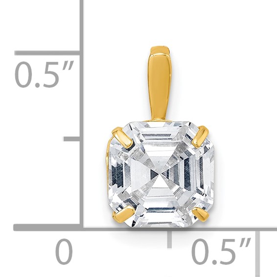 10k Polished 8.00mm Modified Square-cut CZ Pendant