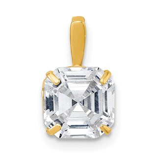 10k Polished 8.00mm Modified Square-cut CZ Pendant
