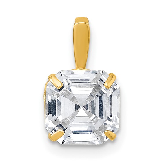 10k Polished 8.00mm Modified Square-cut CZ Pendant