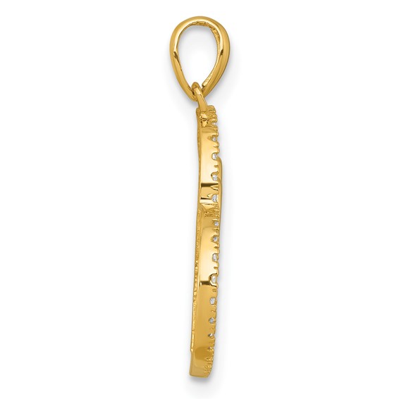 10k Polished CZ Heart with Two Hearts Inside Pendant