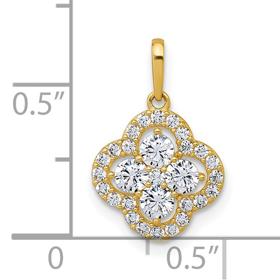 10k Polished Fancy CZ Flower Pendant