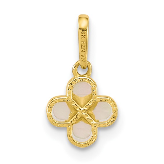 10k Polished Mother of Pearl Clover Pendant