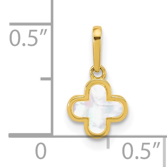 10k Polished Mother of Pearl Clover Pendant