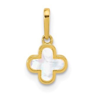 10k Polished Mother of Pearl Clover Pendant
