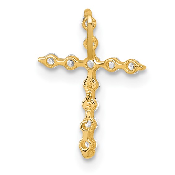 10k Polished CZ Latin Cross Chain Slide Pendant