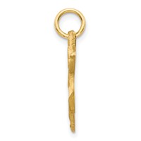 10K Yellow Gold Solid Satin Diamond-cut Angel Charm view 2