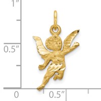 10K Yellow Gold Solid Satin Diamond-cut Angel Charm view 3