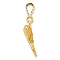 10K Yellow Gold Solid Polished Twin Dolphins Charm view 2