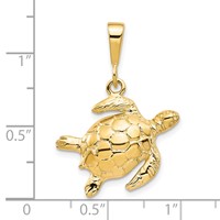 10K Yellow Gold Turtle Pendant view 3
