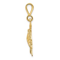 10K Yellow Gold Swimming Sea Turtle Pendant view 2