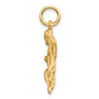10K Yellow Gold Satin Diamond-cut Angel Playing Lute Charm view 2